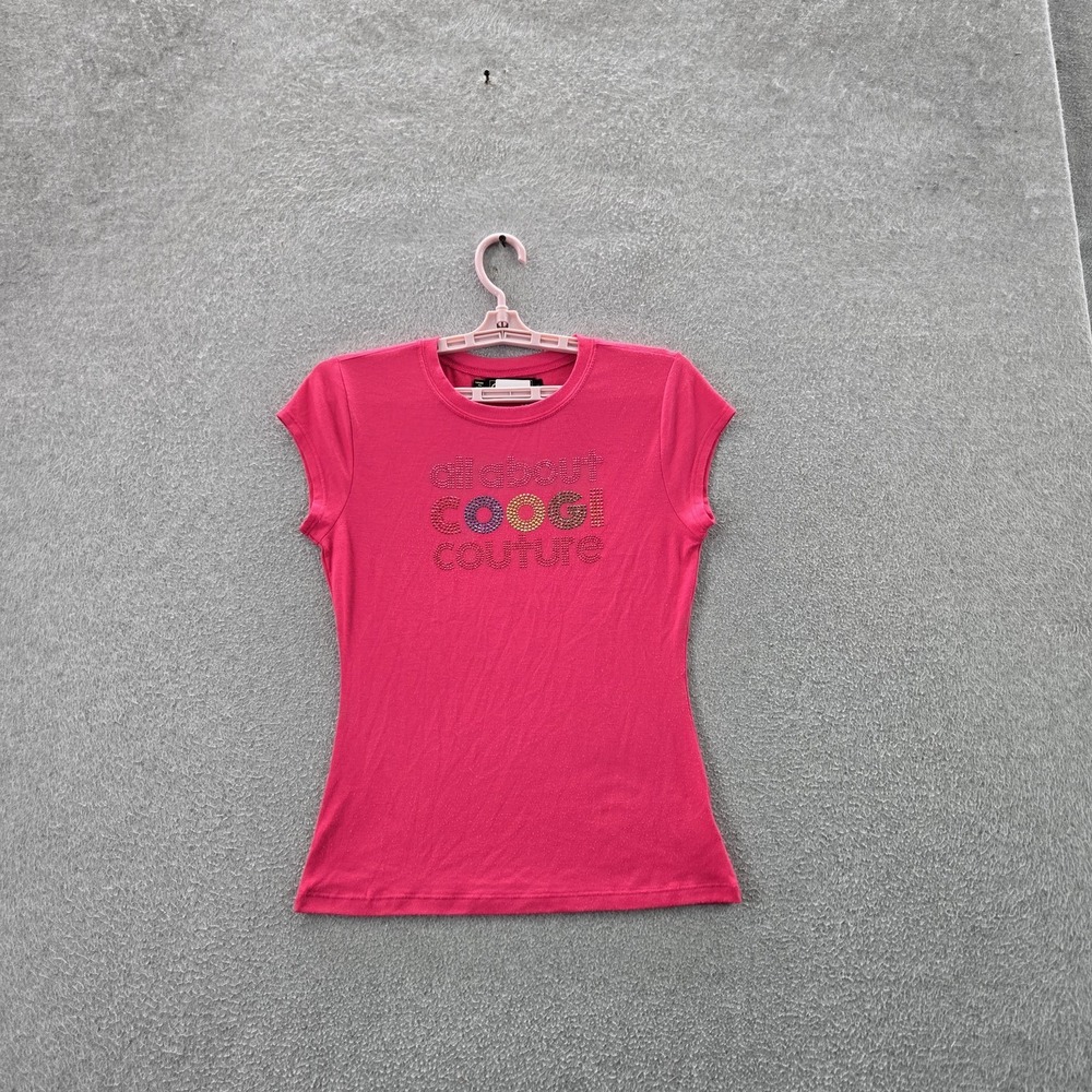 COOGI Women‎ Shirt M Pink Rhinestone It's About Coogi Couture Crew Neck Pullover